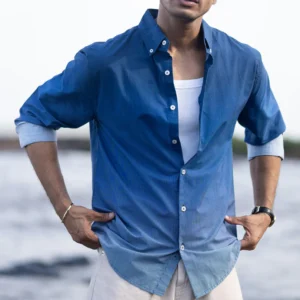 dark blue ombre stripe shirt