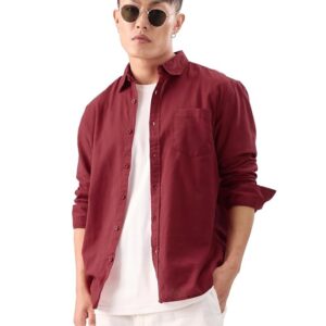 fiery red lightweight full sleeves shirt