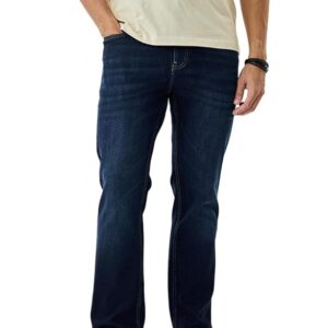 dark blue 5 pocket mid rise slim straight fit stretch knit jeans