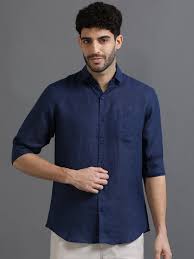loyal blue linen blend shirt