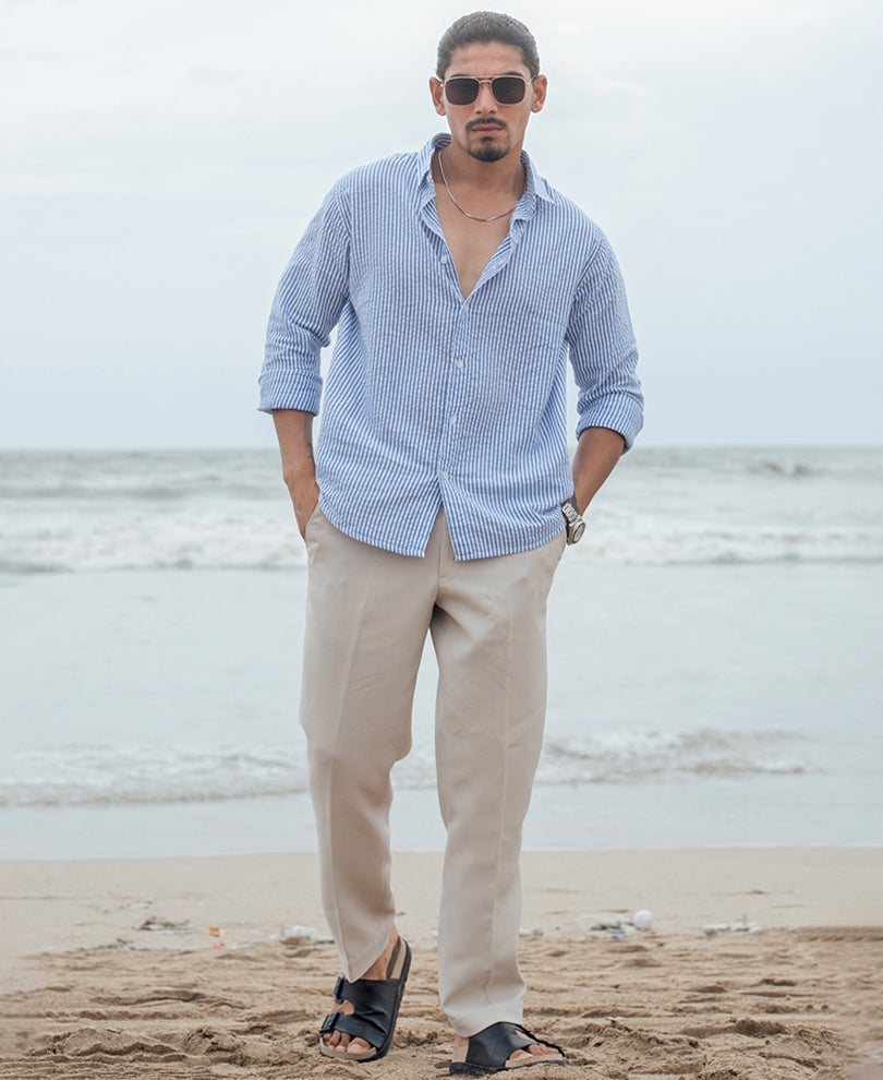 blue and white regular fit striped full sleeves shirt blue and white regular fit striped full sleeves shirt