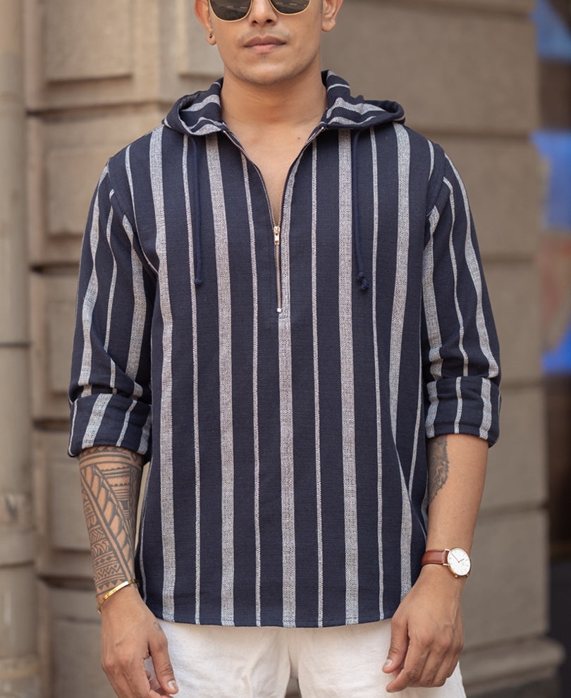 blue and white stripes regular fit full sleeves hoodie shirt blue and white stripes regular fit full sleeves hoodie shirt