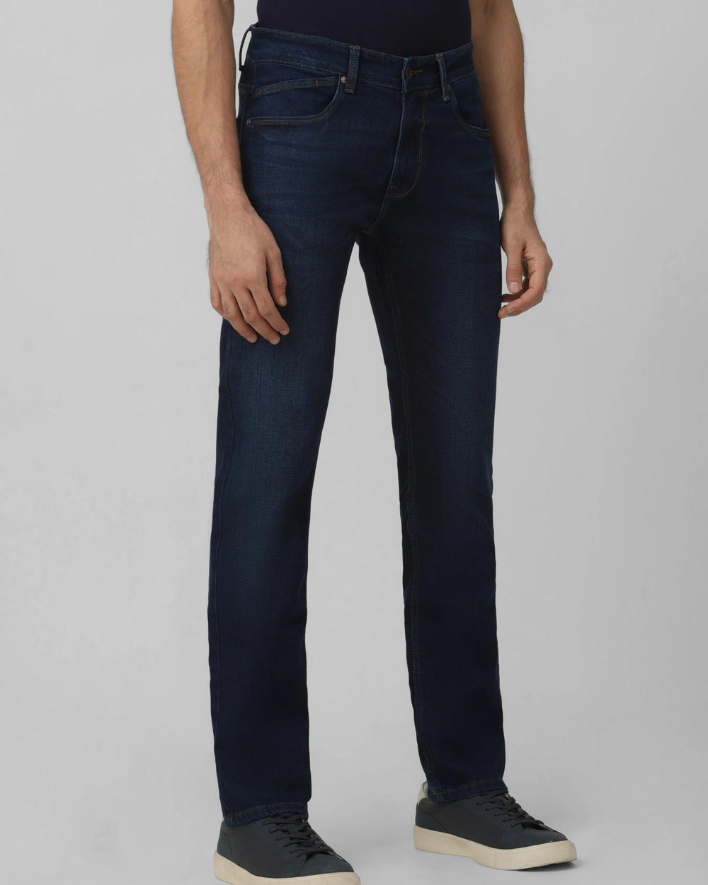 dark blue 5 pocket mid rise slim straight fit classic stretch jeans dark blue 5 pocket mid rise slim straight fit classic stretch jeans