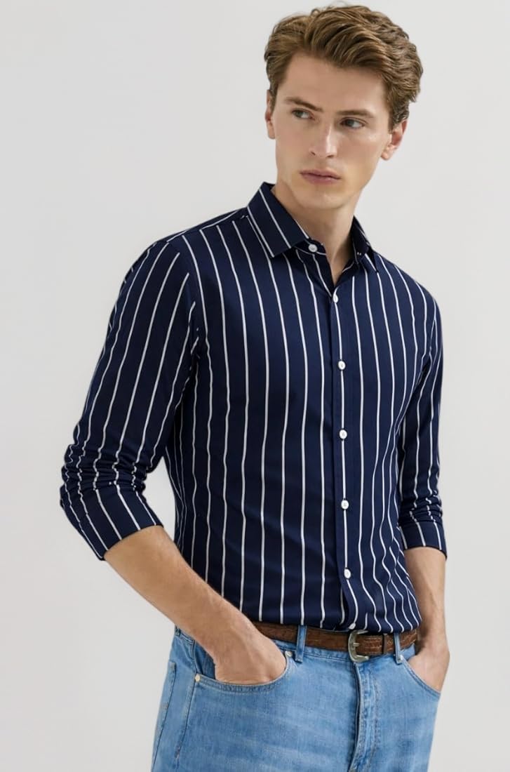 lining navy spread collar stripe slim fit shirt lining navy spread collar stripe slim fit shirt