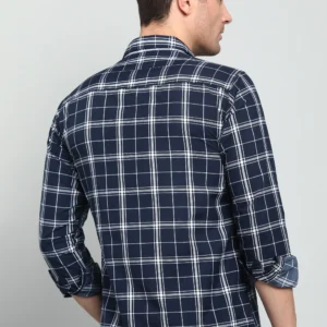 grey and navy structured checks shirt