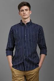 lining navy spread collar stripe slim fit shirt lining navy spread collar stripe slim fit shirt