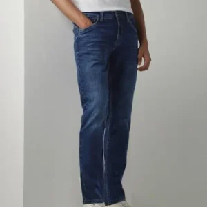 dark blue 5 pocket low rise ankle length knit stretch jeans