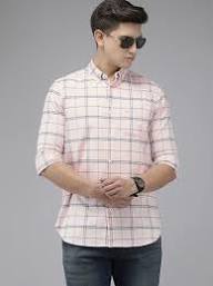 stylish pink & white checkered cotton shirt for men stylish pink & white checkered cotton shirt for men