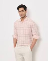 stylish pink & white checkered cotton shirt for men stylish pink & white checkered cotton shirt for men