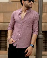 mauve slub textured shirt