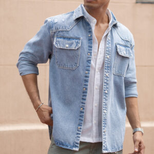 blue denim regular fit full sleeves shirt
