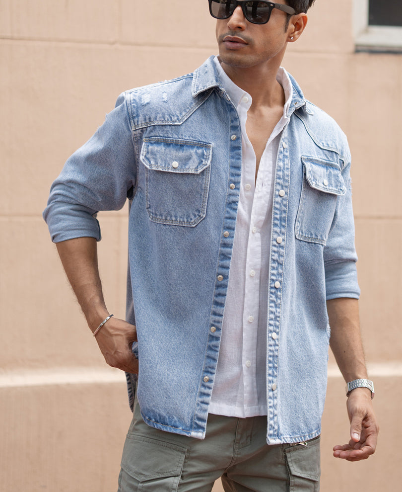blue denim regular fit full sleeves shirt blue denim regular fit full sleeves shirt