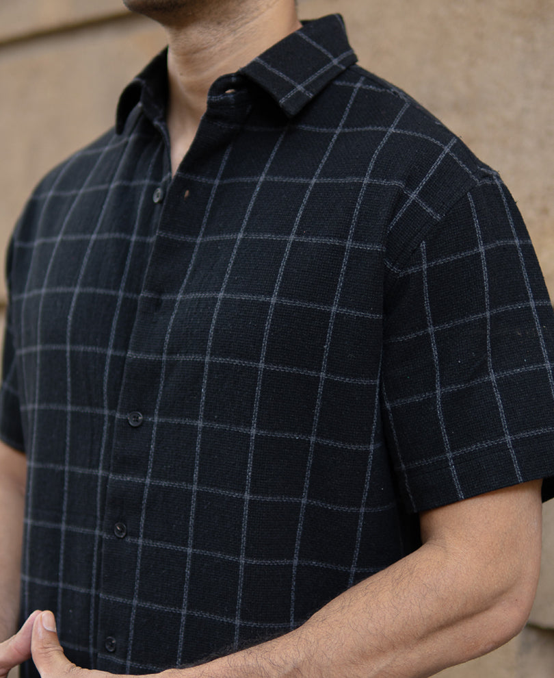 black structured checks shirt black structured checks shirt
