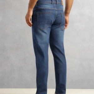 dk blue 5 pocket mid rise loose boot leg cropped jeans
