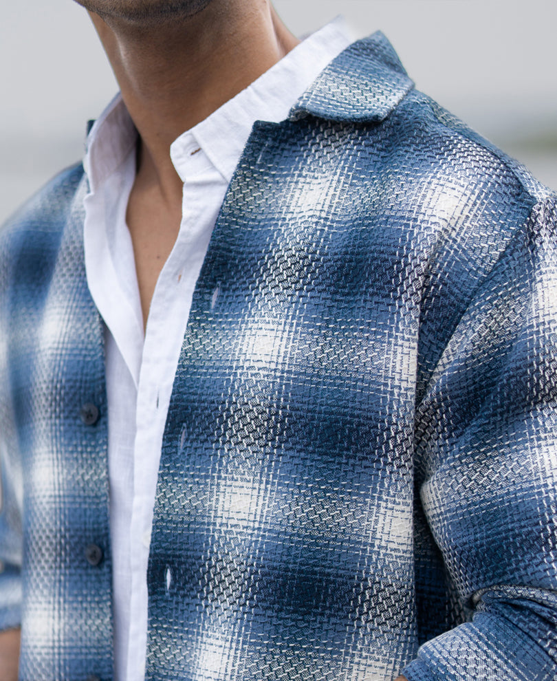 blue structured checks overshirt blue structured checks overshirt
