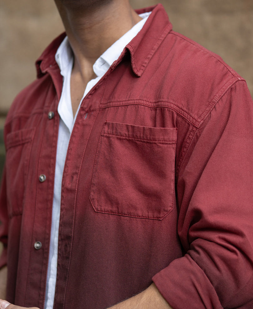 brick red ombre shirt with pockets brick red ombre shirt with pockets