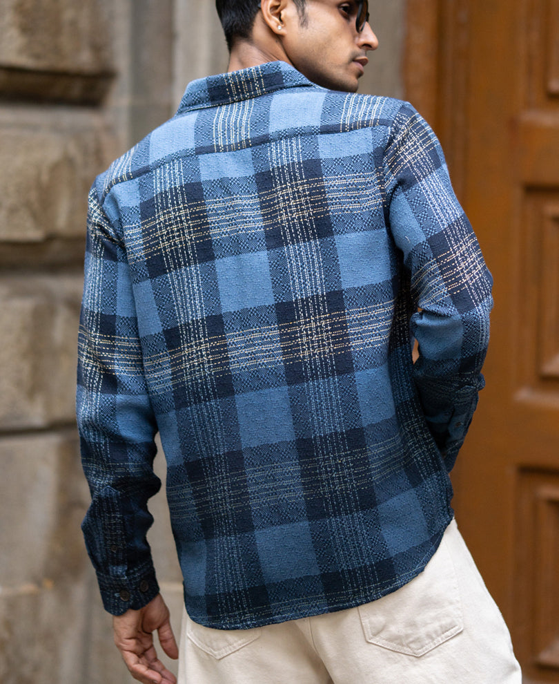 blue ombre check shirt blue ombre check shirt