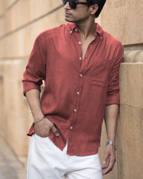 brick linen blend shirt