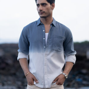 blue structured ombre shirt