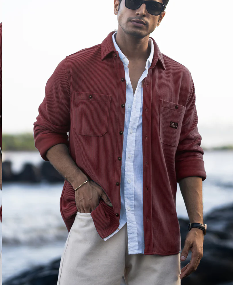 wine structured knit shirt with pockets wine structured knit shirt with pockets