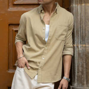 beige corduroy buttondown shirt