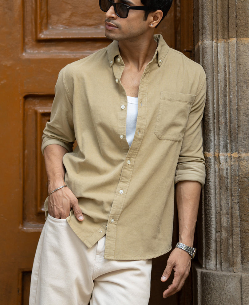 beige corduroy buttondown shirt beige corduroy buttondown shirt