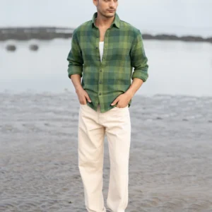 green structured checks shirt