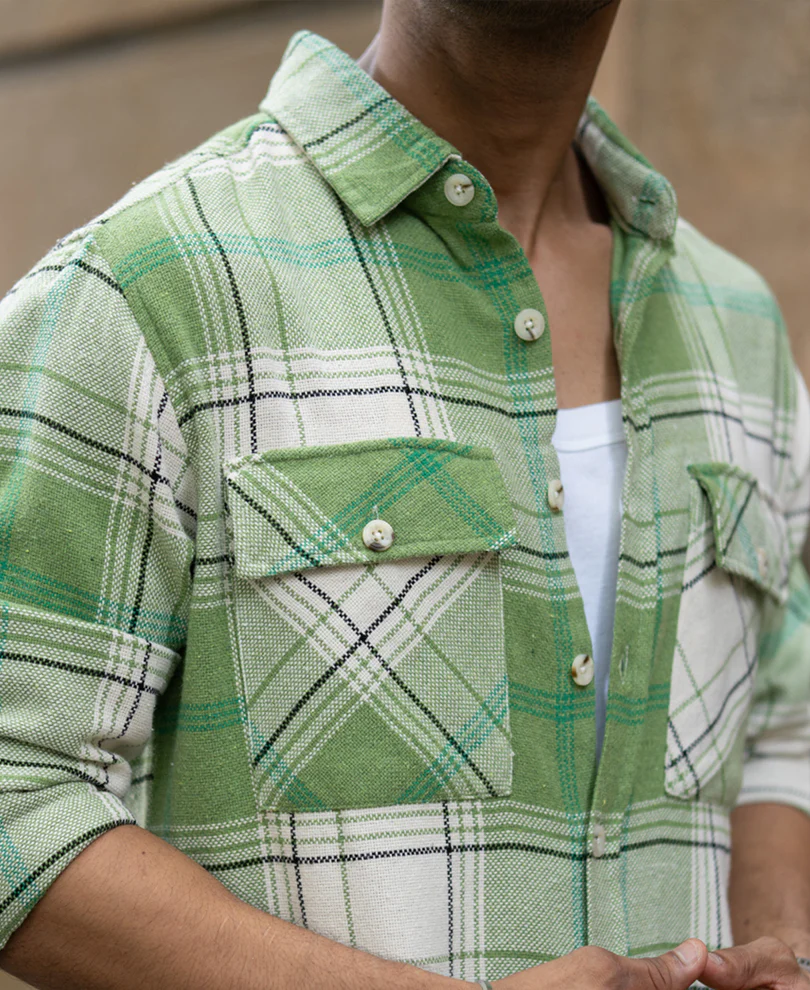 jade green structured checks shirt jade green structured checks shirt