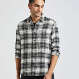 grey check shirt