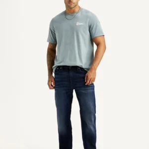dark blue 5 pocket mid rise slim straight fit classic stretch jeans
