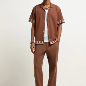 brown cotton relaxed fit chinos