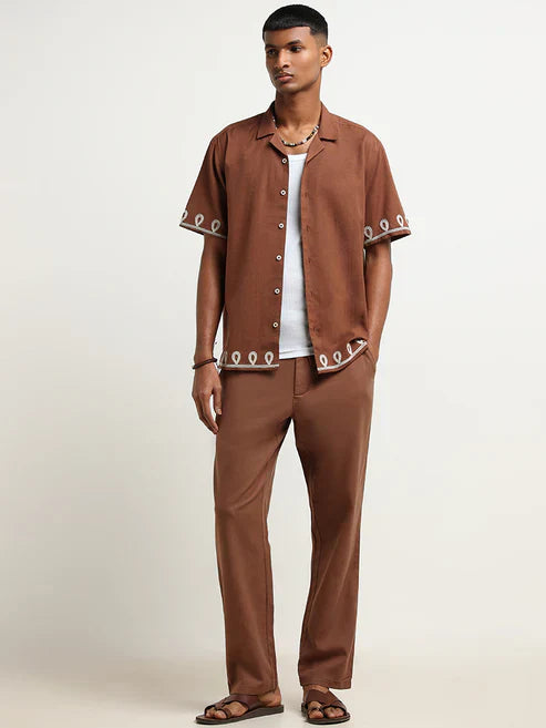 brown cotton relaxed fit chinos brown cotton relaxed fit chinos
