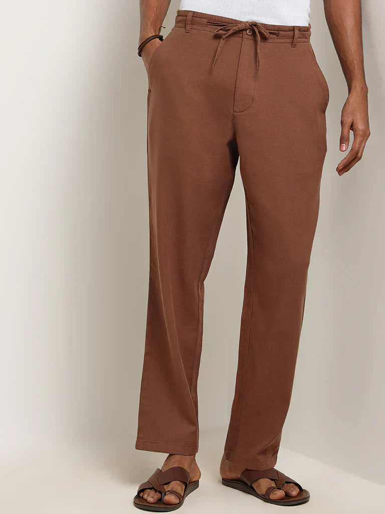 brown cotton relaxed fit chinos brown cotton relaxed fit chinos