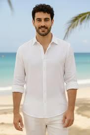 white linen blend shirt