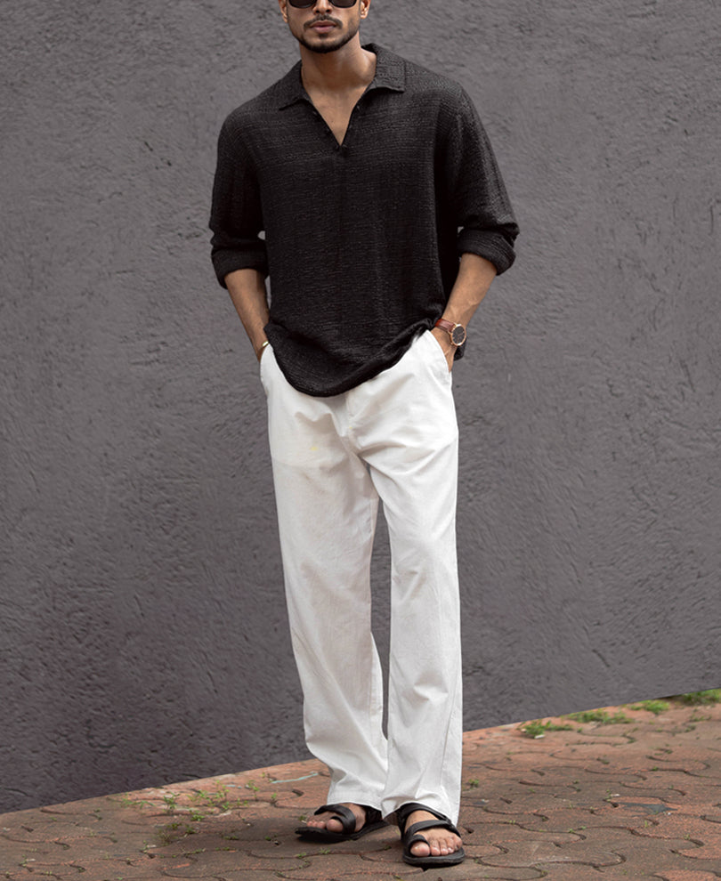 black kurta style regular fit full sleeves shirt black kurta style regular fit full sleeves shirt