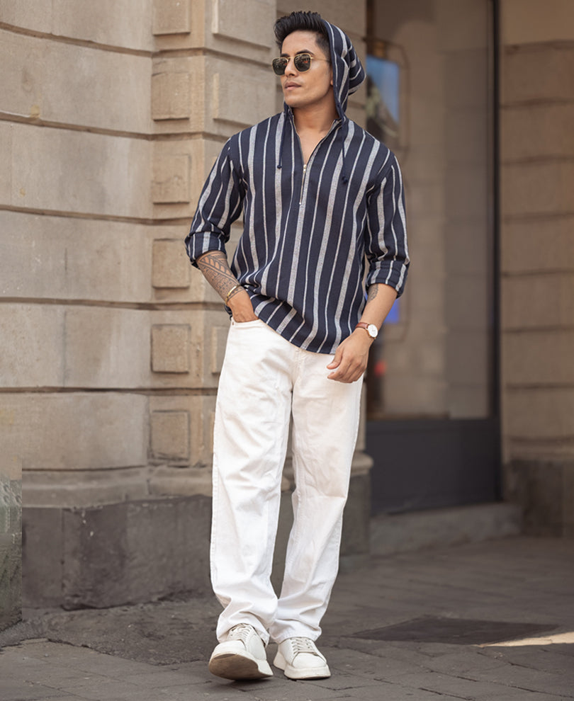 blue and white stripes regular fit full sleeves hoodie shirt blue and white stripes regular fit full sleeves hoodie shirt