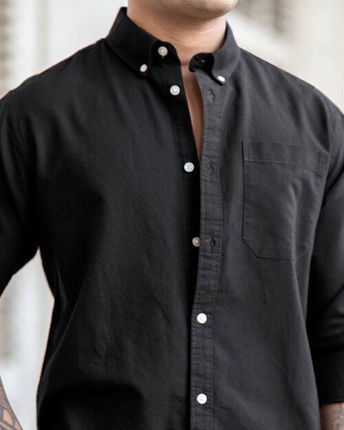black oxford shirt