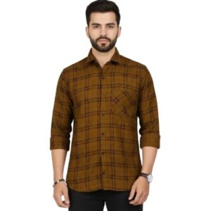 mustard yellow structured check shirt