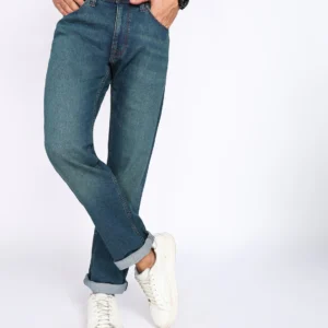 dk blue 5 pocket mid rise slim straight fit jeans