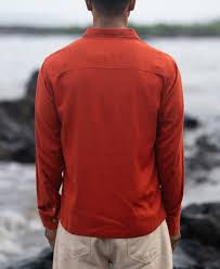 spicy orange linen blend embroidery shirt spicy orange linen blend embroidery shirt