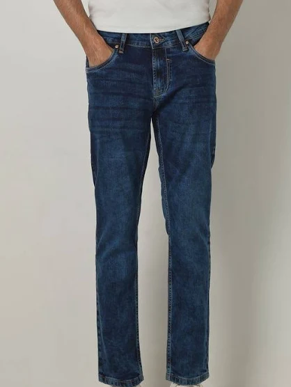 dark blue 5 pocket low rise tapered ankle length classic stretch jeans dark blue 5 pocket low rise tapered ankle length classic stretch jeans