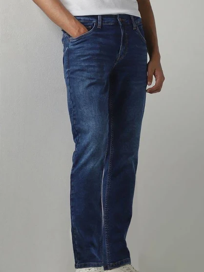 dark blue 5 pocket low rise tapered ankle length classic stretch jeans dark blue 5 pocket low rise tapered ankle length classic stretch jeans