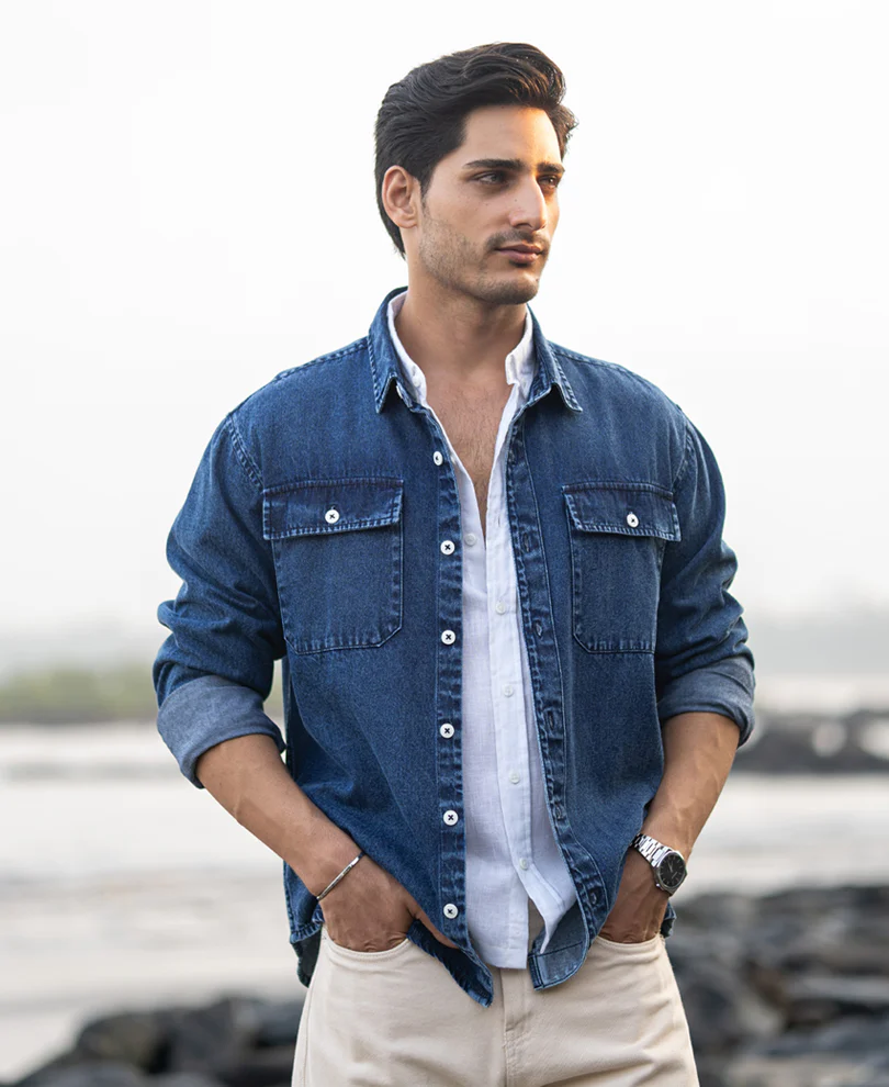 dark blue washed denim shirt dark blue washed denim shirt