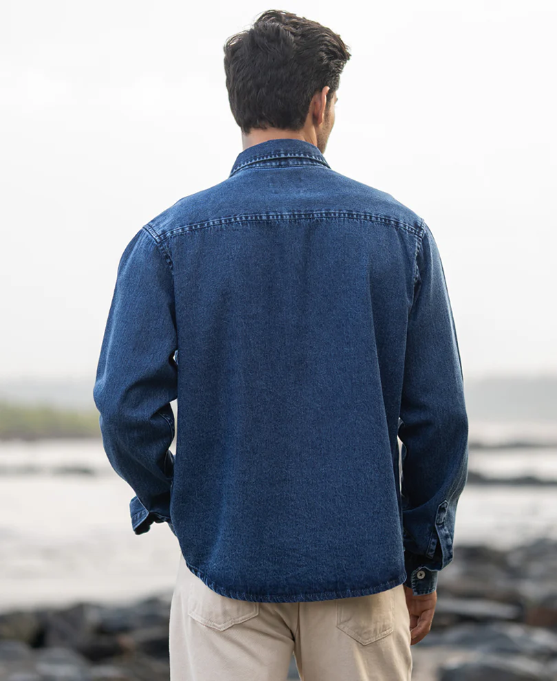 dark blue washed denim shirt dark blue washed denim shirt