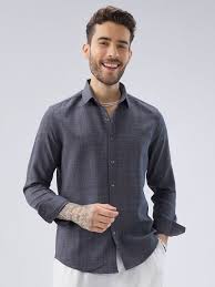 light grey slub textured shirt