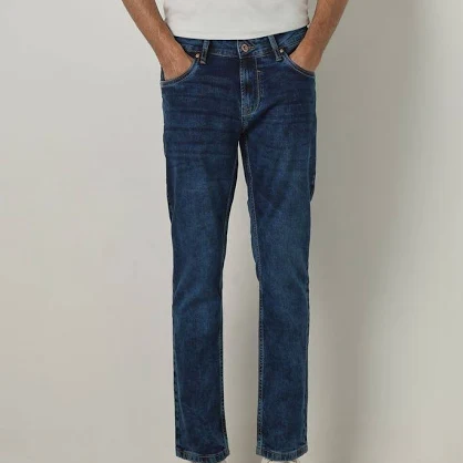 dark blue 5 pocket low rise ankle length stretch jeans dark blue 5 pocket low rise ankle length stretch jeans