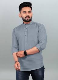 light grey slub kurta shirt light grey slub kurta shirt
