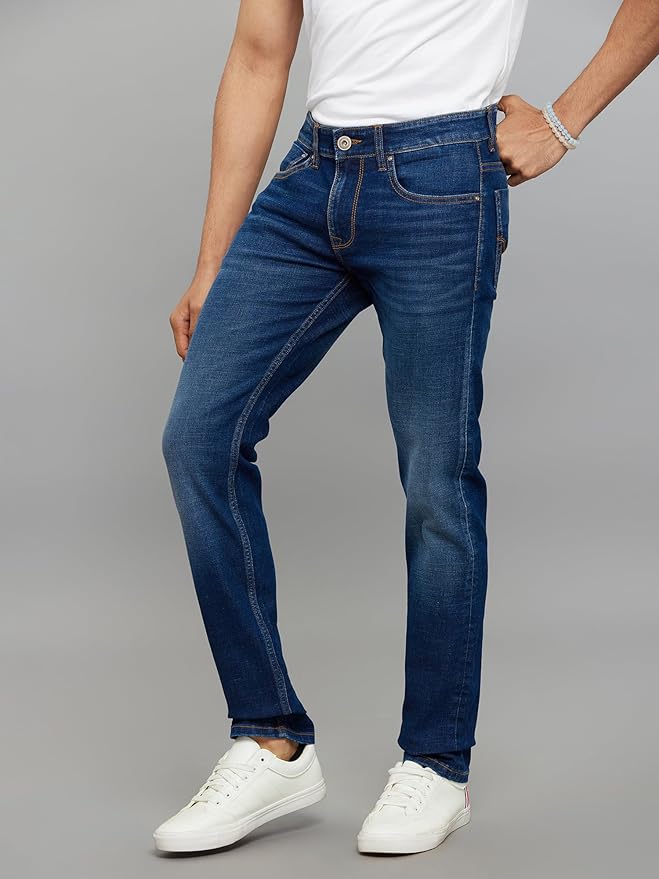 dark blue 5 pocket mid rise slim straight fit knit stretch jeans dark blue 5 pocket mid rise slim straight fit knit stretch jeans
