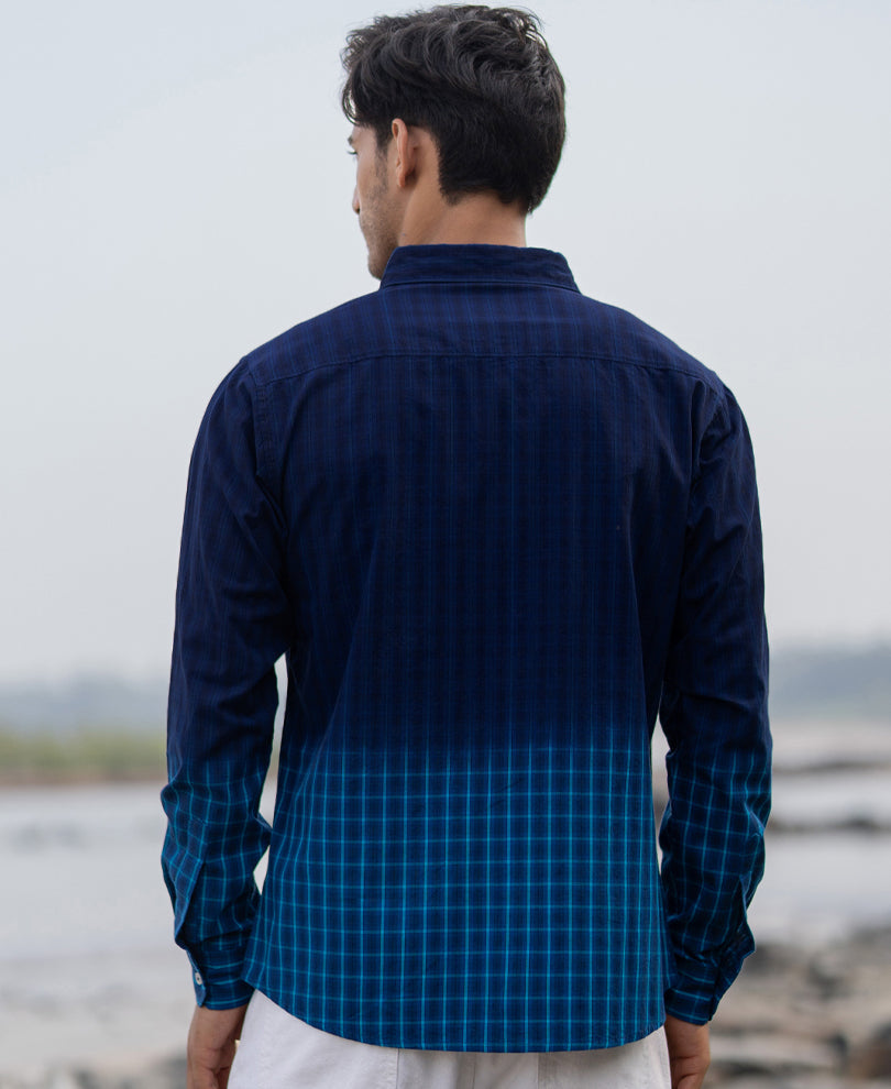 blue ombre checks shirt blue ombre checks shirt