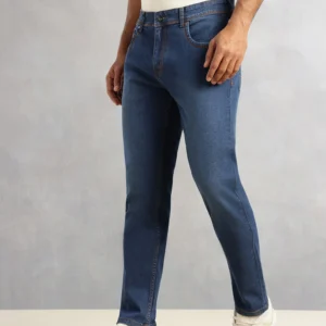 dk blue 5 pocket mid rise slim fit jeans